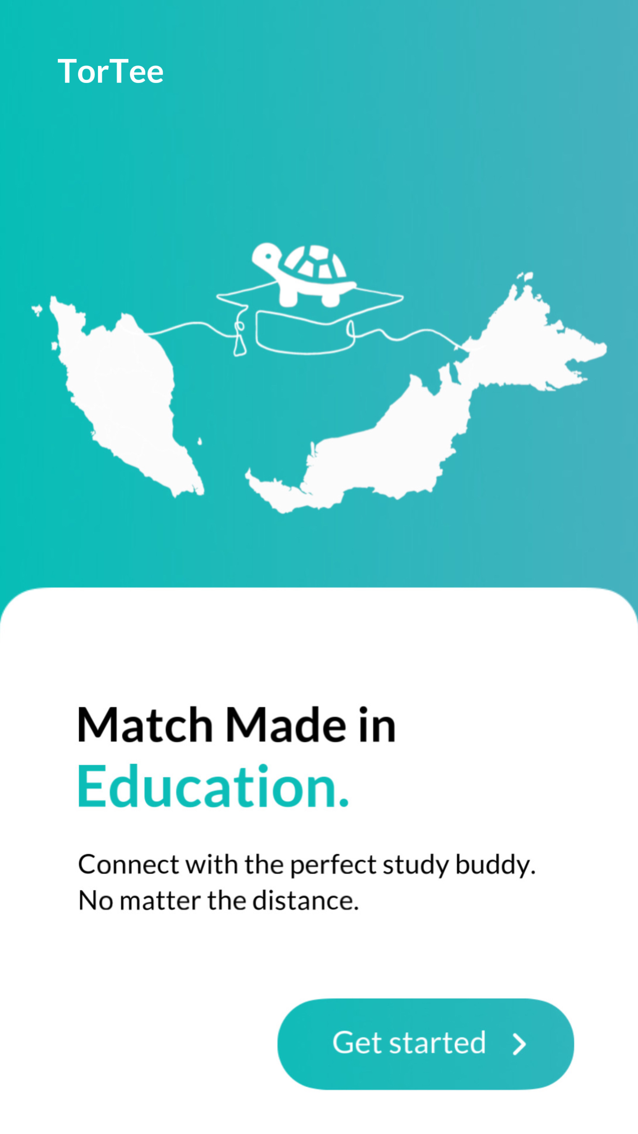 Welcome screen of TorTee: Match made in education